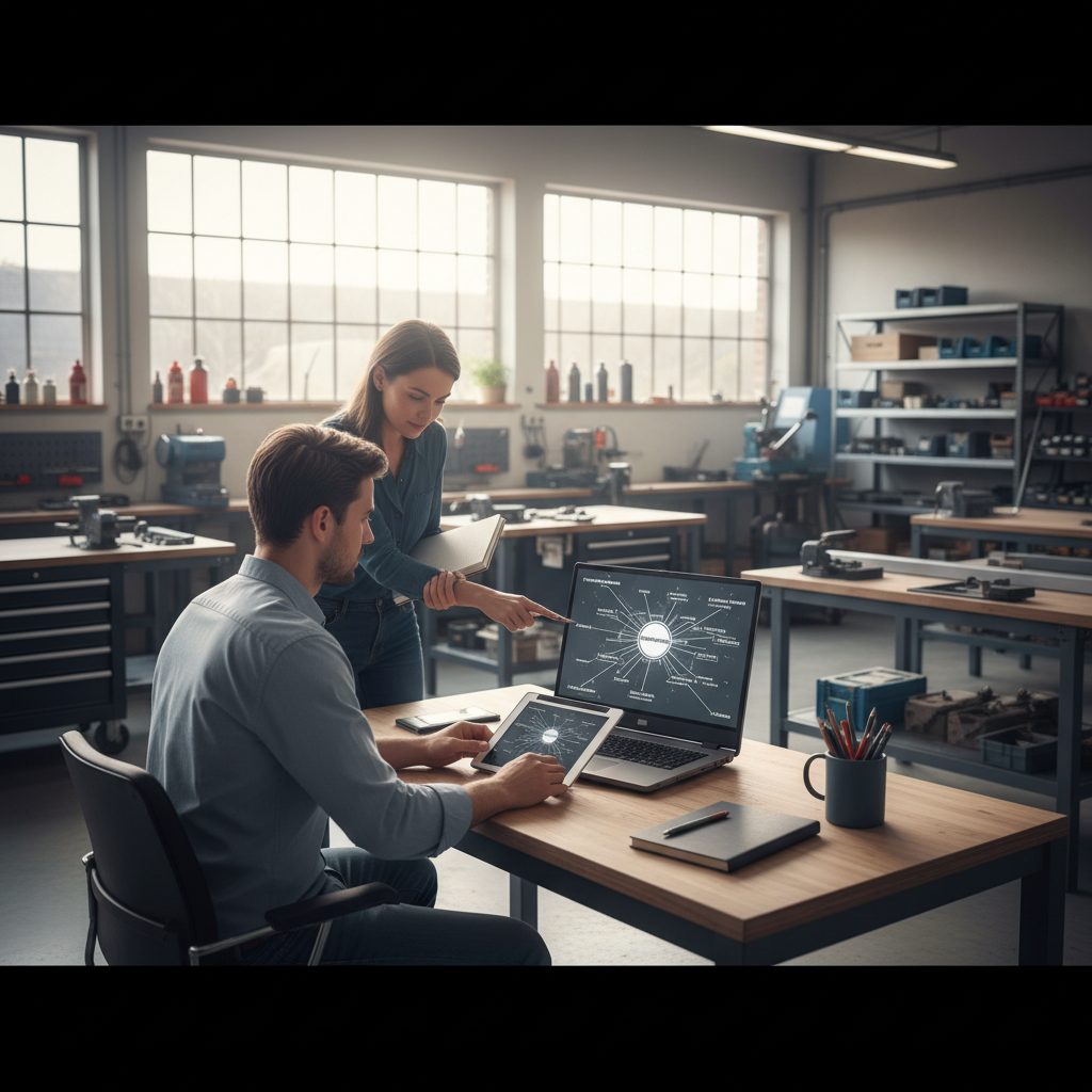 Realistische foto passend bij Linkbuilding opstarten voor Werkplaatsinrichting voor website SEO-teks