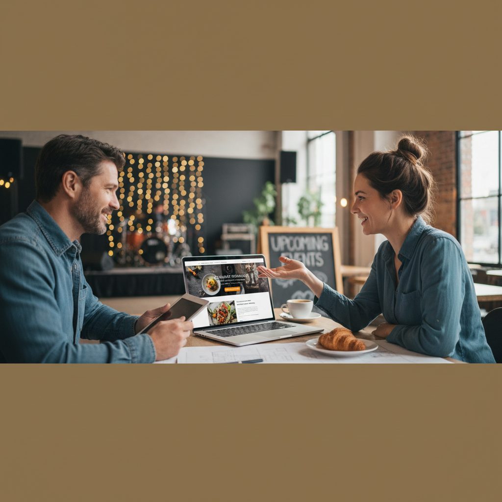 Realistische foto passend bij Conversion-focused webdesigner voor horeca en evenementen voor website